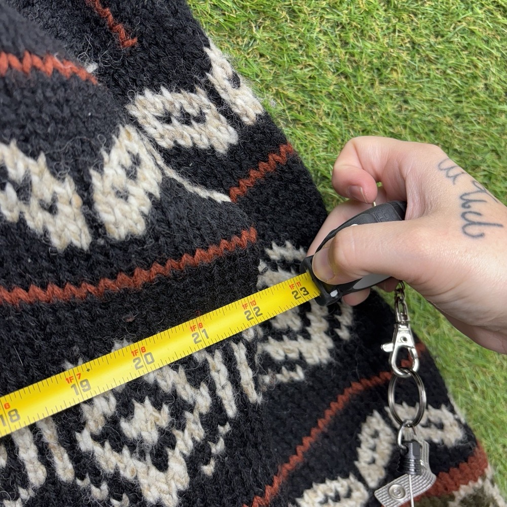 111 State Wool Sweater Mens Medium Grandpa Cardigan Zip Up Aztek AOP 90s Vintage - Picture 5 of 11